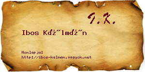 Ibos Kálmán névjegykártya
